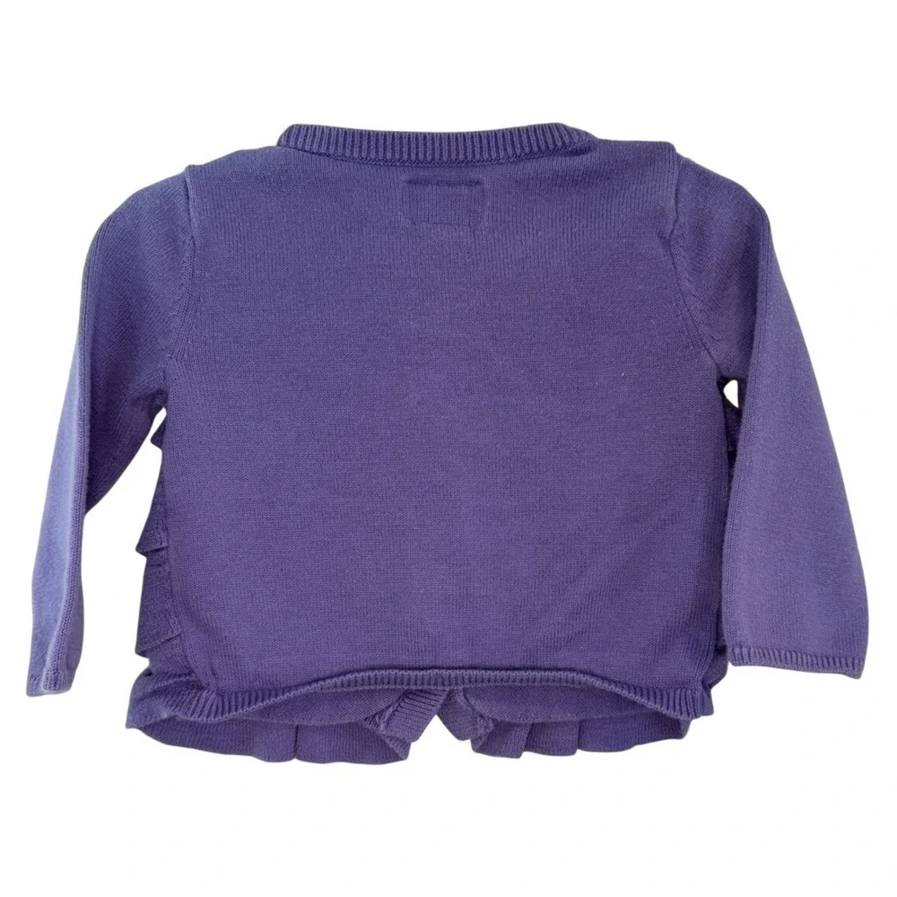 OshKosh B'gosh Baby Girls Purple Ruffle Cardigan Sweater 9 Months Cotton VTG Y2K - Picture 4 of 5